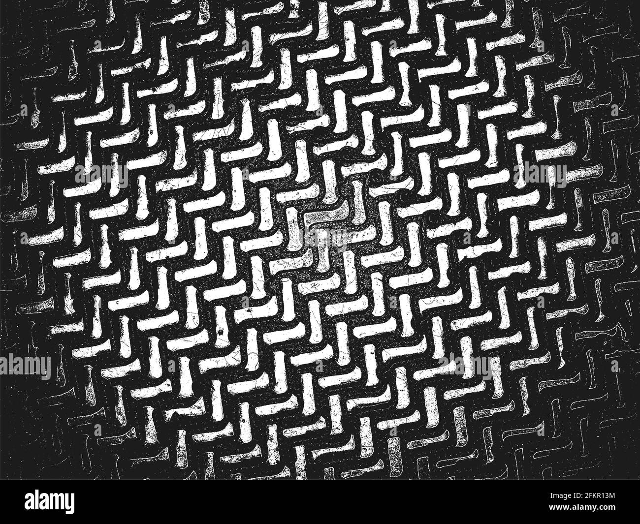 Distress rubber mat vector texture. EPS8 illustration. Black and white grunge background Stock
