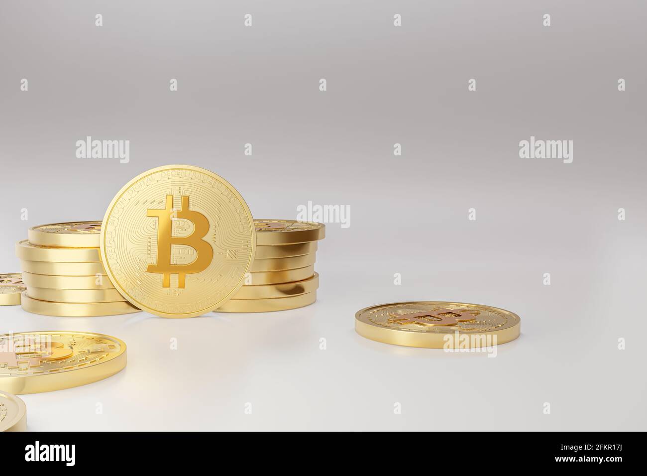 Bitcoin coins with 'bitcoin digital decentralized peer to peer' text