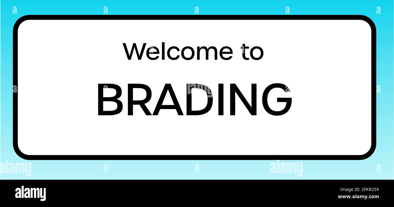 Brading Sign A graphic illlustration of a British road sign welcoming you to Brading ...