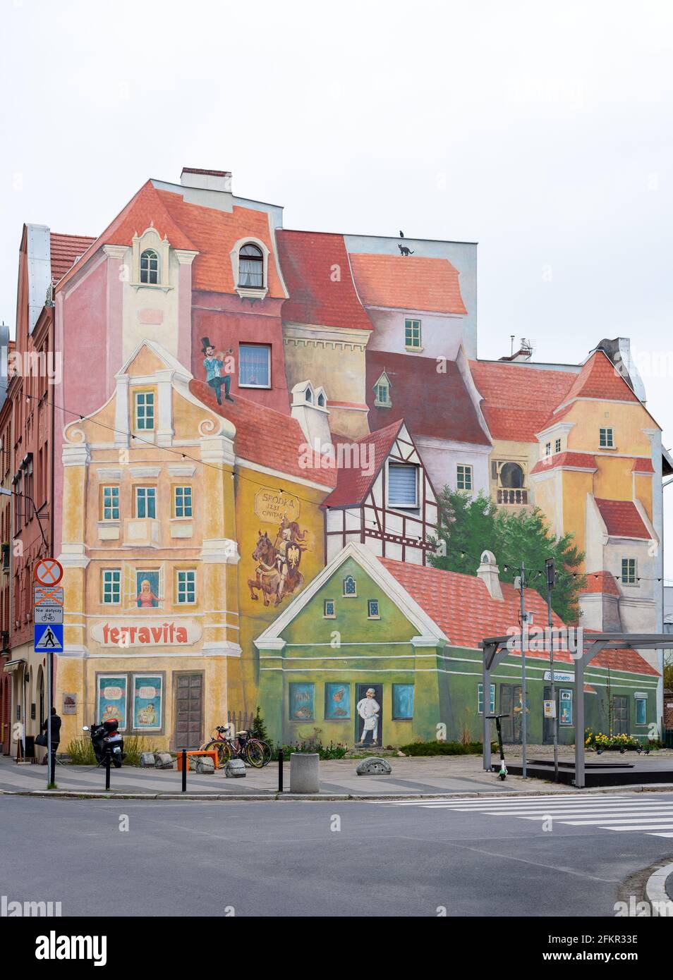 Poznan, wielkopolskie, Poland, 01.05.2021: Terravita mural in Srodka, Poznan, Poland, springtime, full view Stock Photo