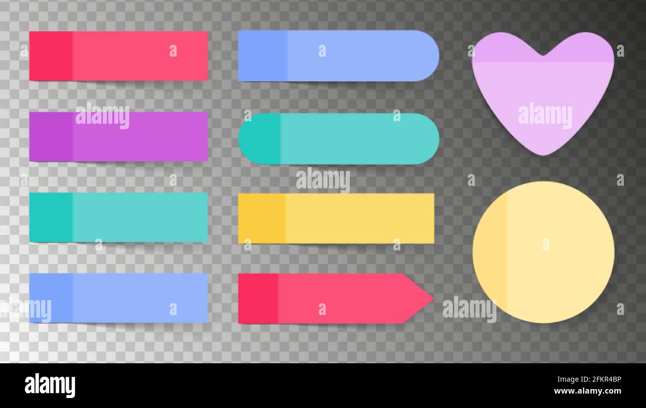 Color sticky set. Note paper and memo sticks vector isolated on ...