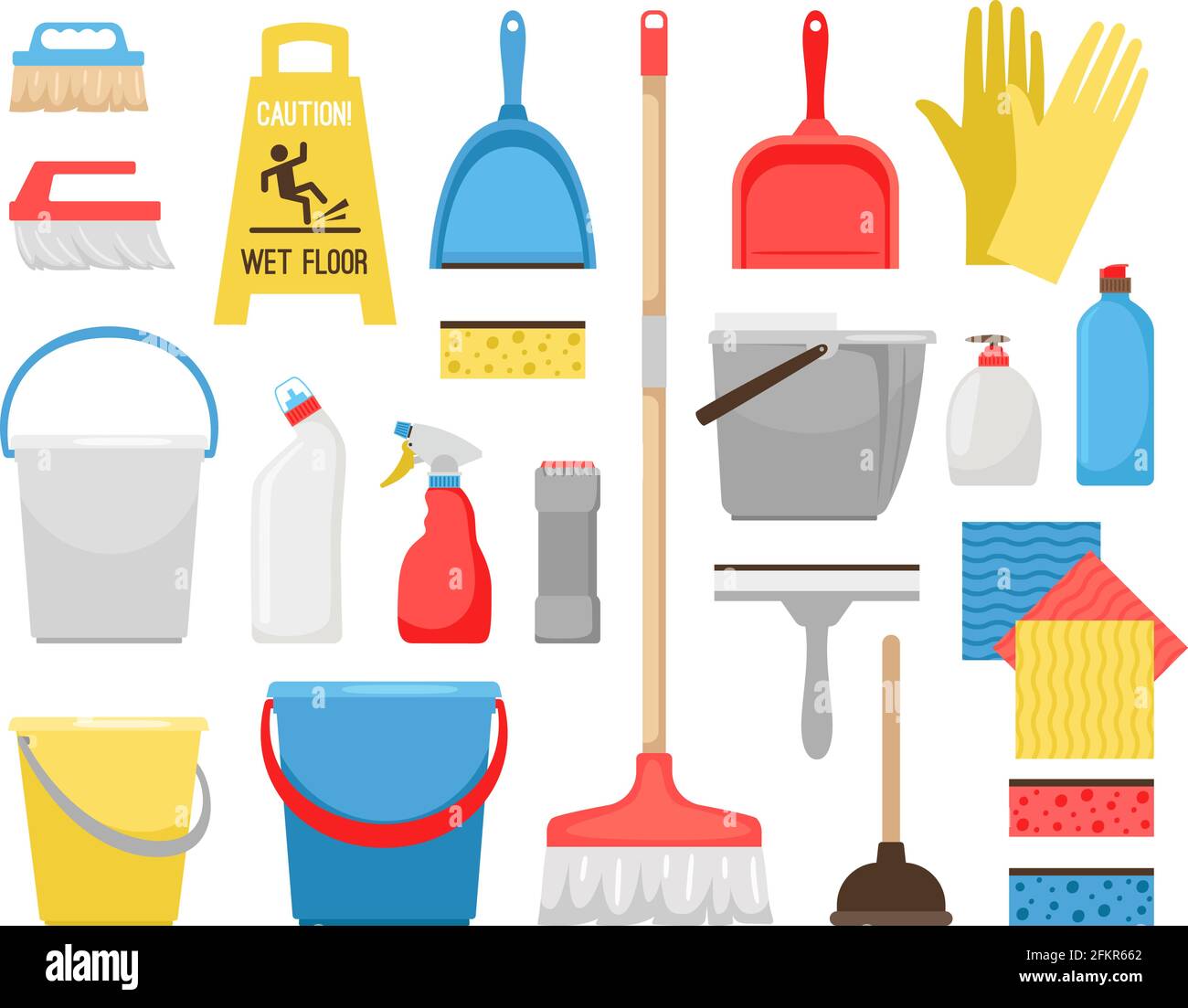 House cleaning tools and supplies Stock Vector by ©Seamartini 216094098