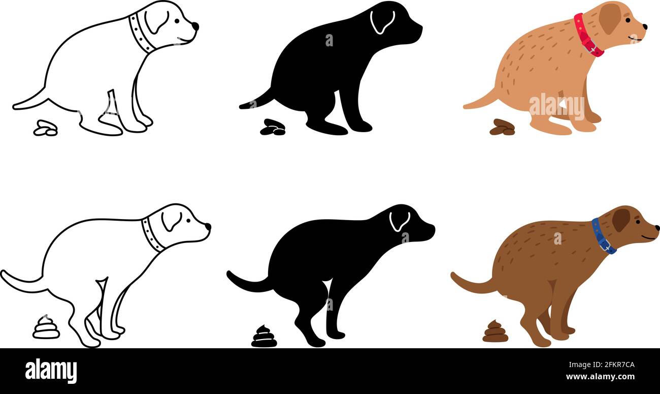 Pooping Dog Vector Illustration Dogs Poop Clip Art Pet Feces And Dog Pooping Dog Vector Illustration Dogs Poop Clip Art Pet Feces And Dog Vector Silhouettes Isolated On White Background 2FKR7CA