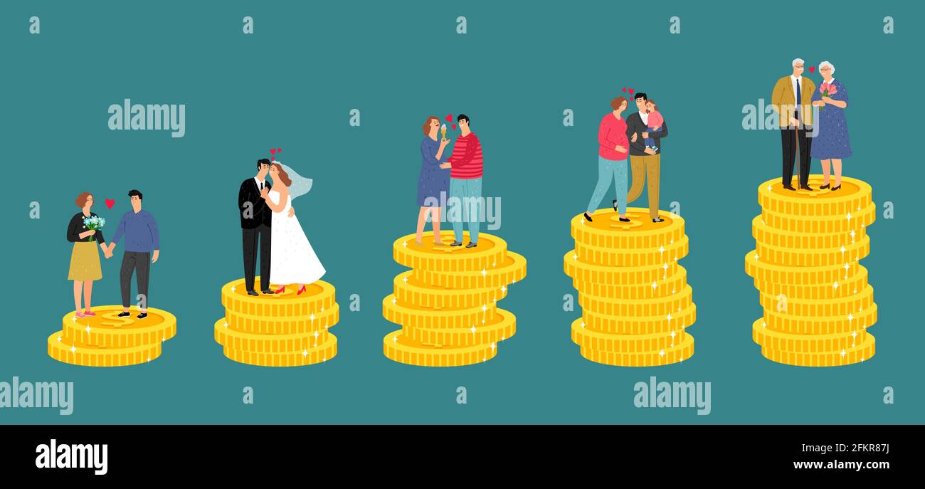 Family financial growth. Retirement savings, money fund. Successful