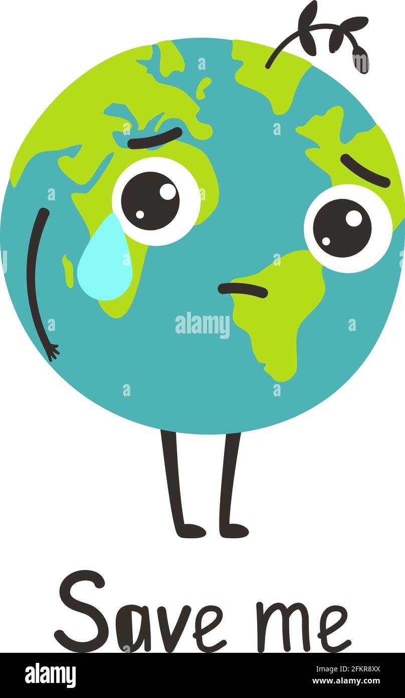 Sad planet. Cartoon Earth without forest and plants of environ cry and need  help. Vector illustration problems of environment isolated on white  background Stock Vector Image & Art - Alamy