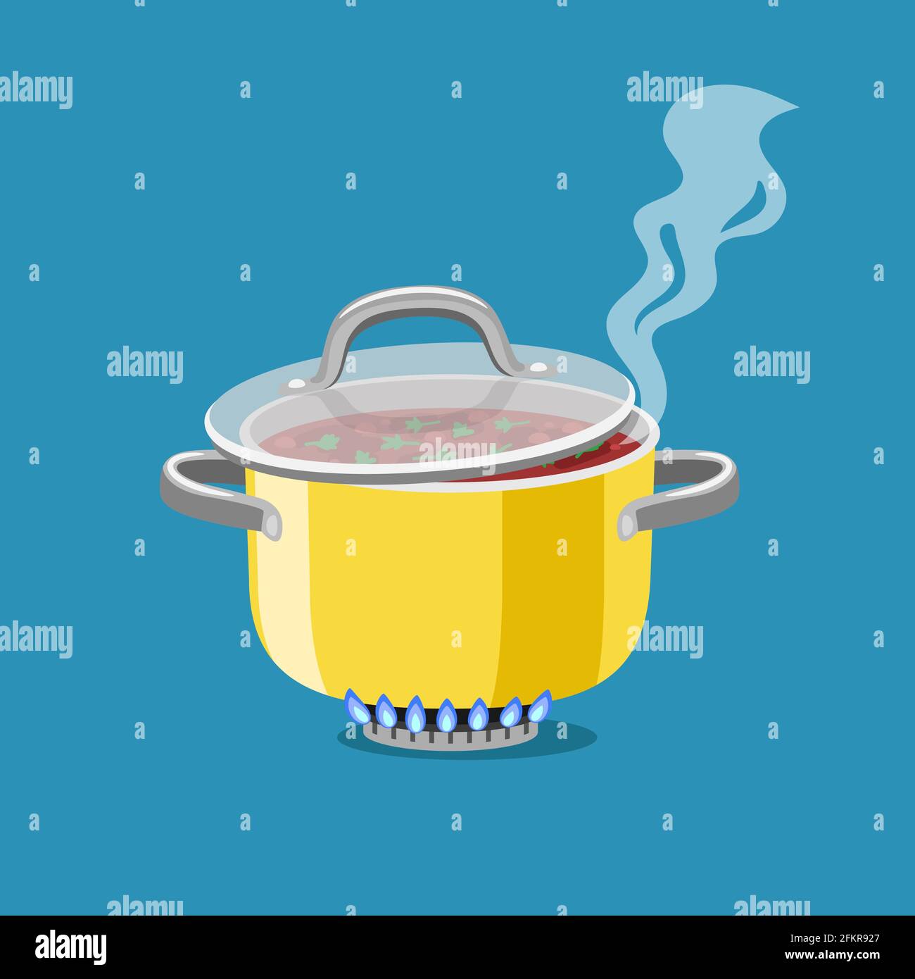 https://c8.alamy.com/comp/2FKR927/saucepan-on-burner-cartoon-steel-cooking-pot-with-boiling-soup-flaming-gas-burner-heats-kitchen-cookware-pan-vector-illustration-concept-of-home-dinner-isolated-on-blue-backgroun-2FKR927.jpg