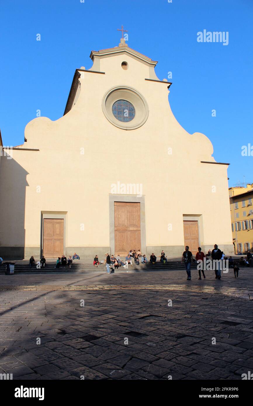 Blank facade of Santo Spirito, Basilica di Santo Spirito ("Basilica of the Holy Spirit") is a church in Florence, Italy Stock Photo