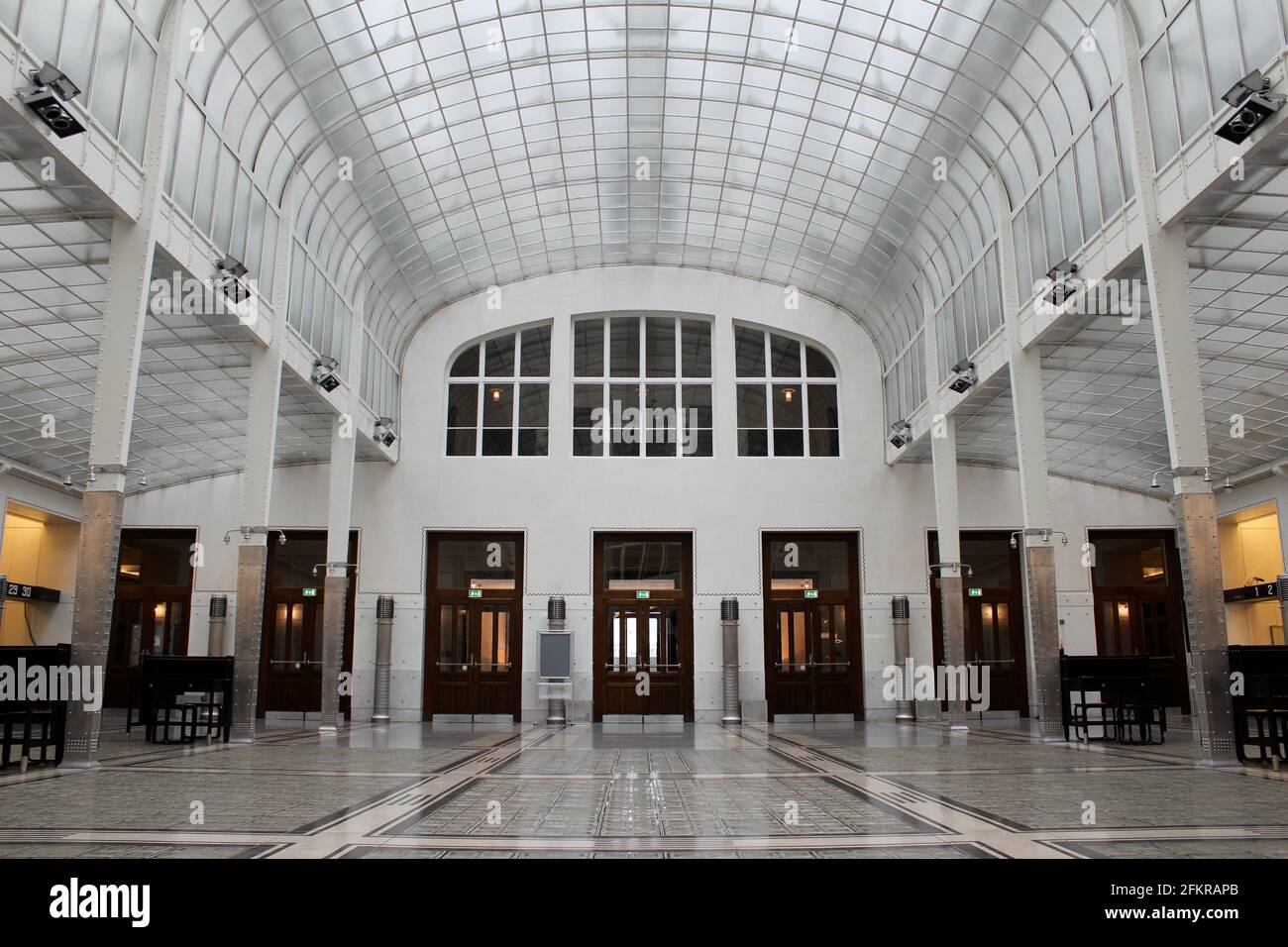 Interior of Austrian Postal Savings Bank in Vienna by architect Otto Wagner Stock Photo