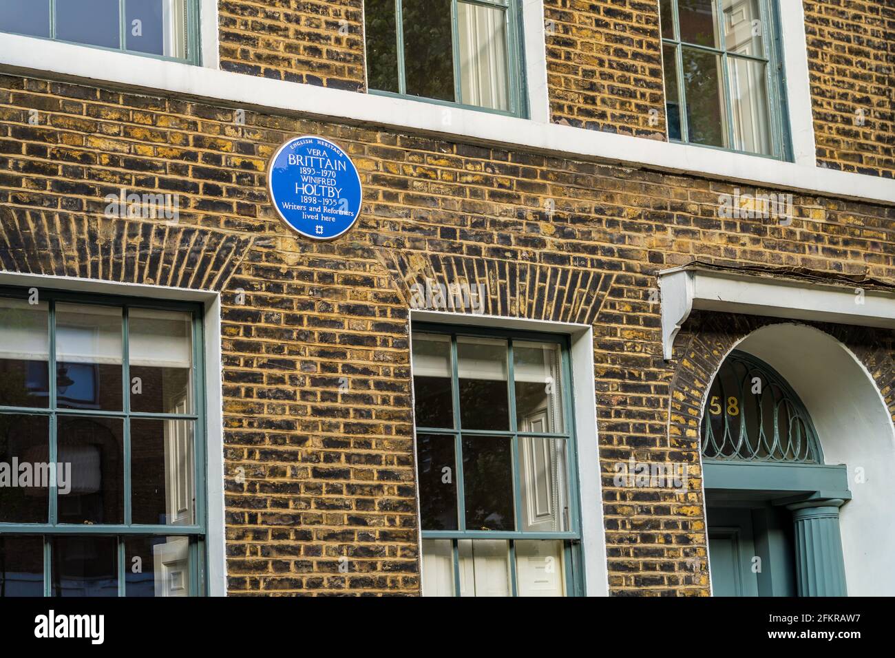 Vera Brittain & Winifred Holtby Blue Plaque at 58 Doughty St, Bloomsbury Central London. English Heritage Blue Plaques Bloomsbury London. Stock Photo