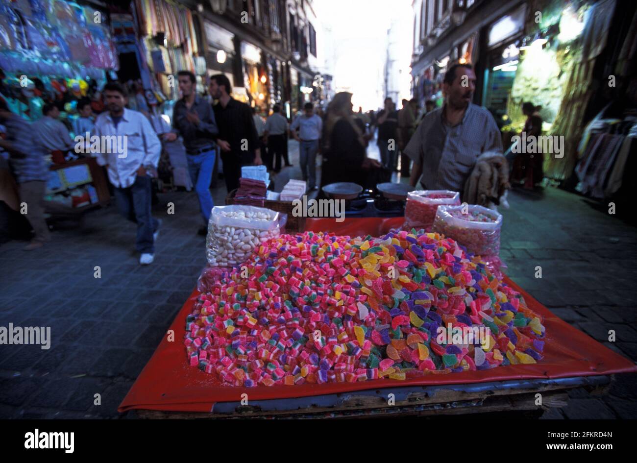 Stall with sweets in the Al-Hamidiyah Souq, Damascus, Syria Stock Photo