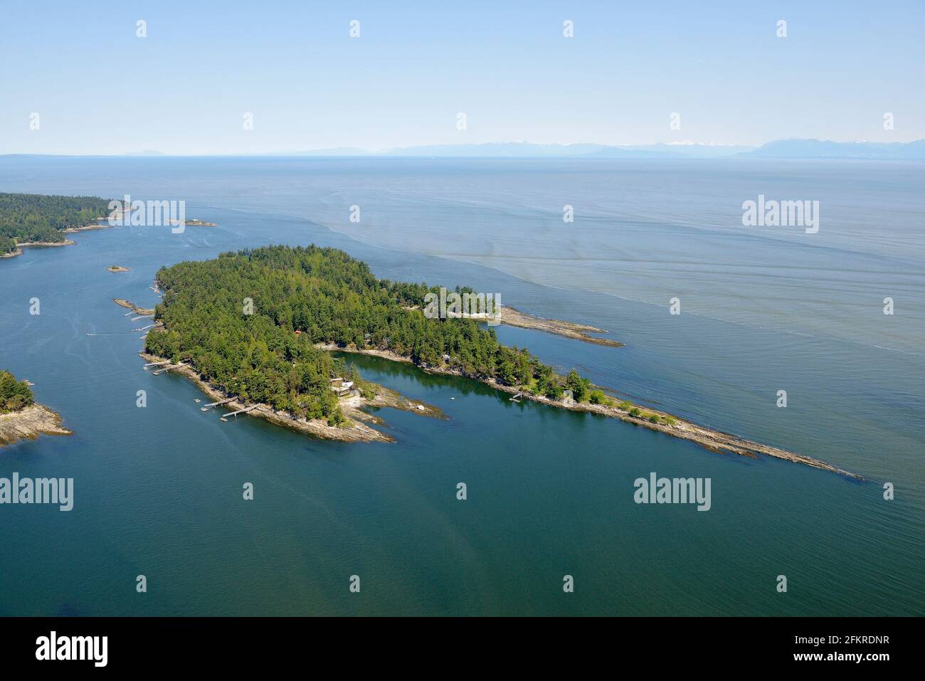 Gossip Island aerial photograph, Galiano Island, British Columbia, Canada. Stock Photo