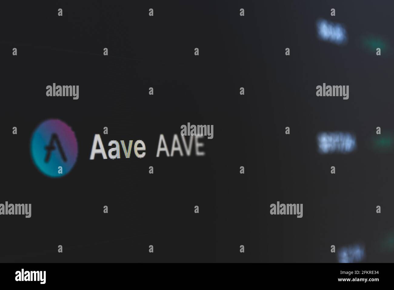 AAVE symbol. Trade with cryptocurrency, digital and virtual money, banking  with mobile phone concept. Business workspace, banner, table top view Stock  Photo - Alamy