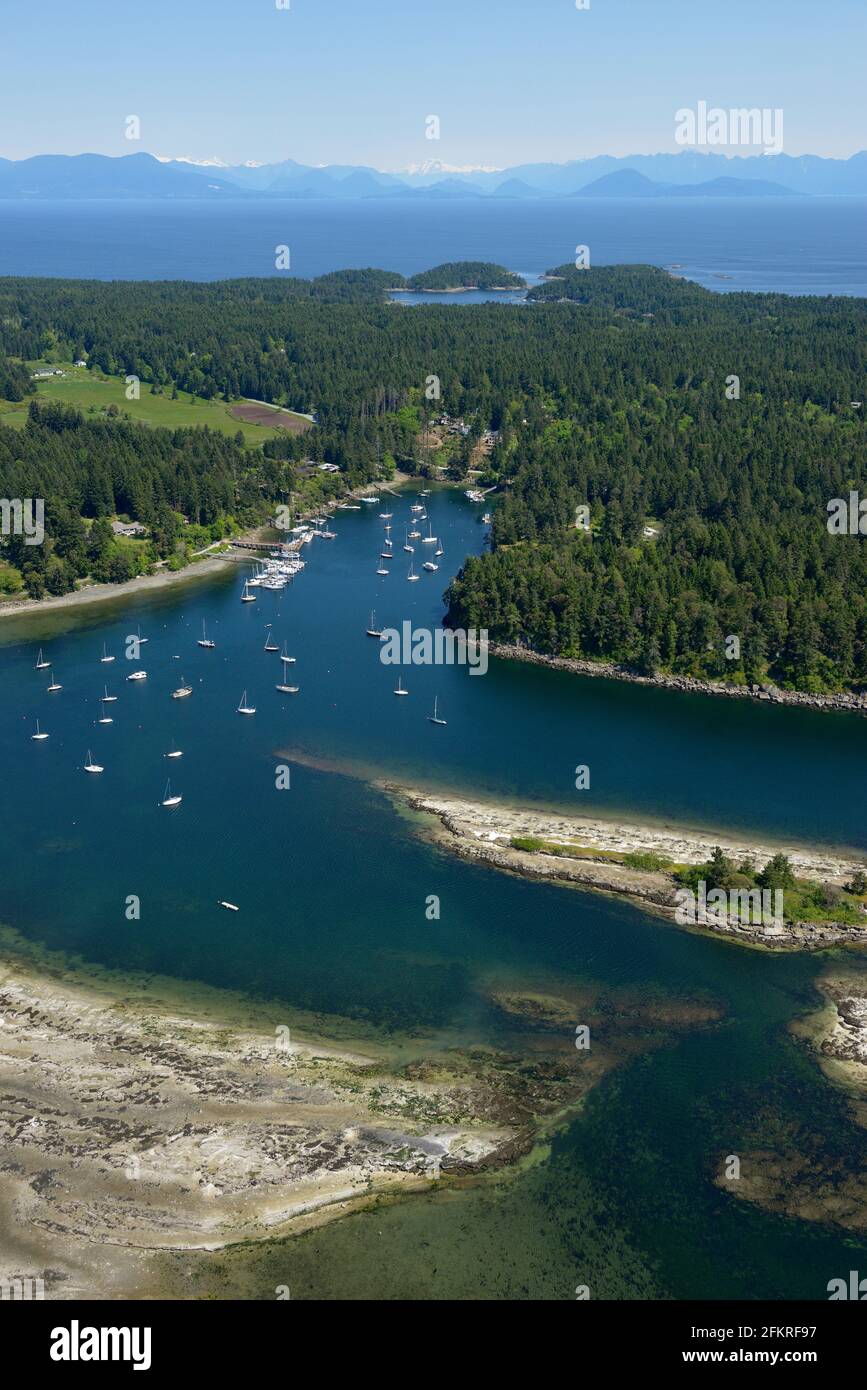 Degnen Bay, Gabriola Island, BC. Aerial photography of the Southern