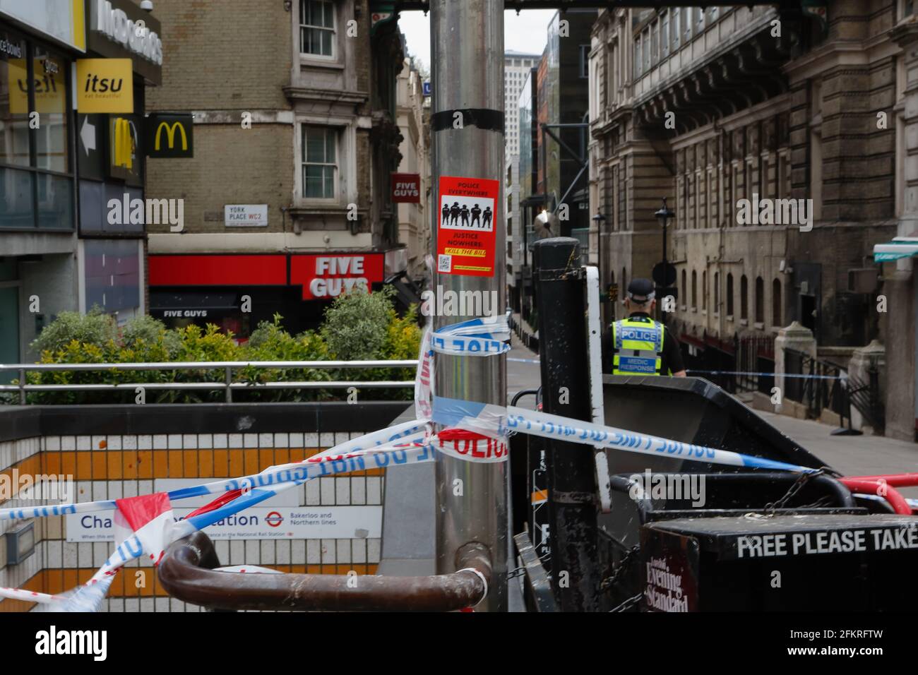London (UK), 03 May 2021Charing Cross Station is evacuated and closed
