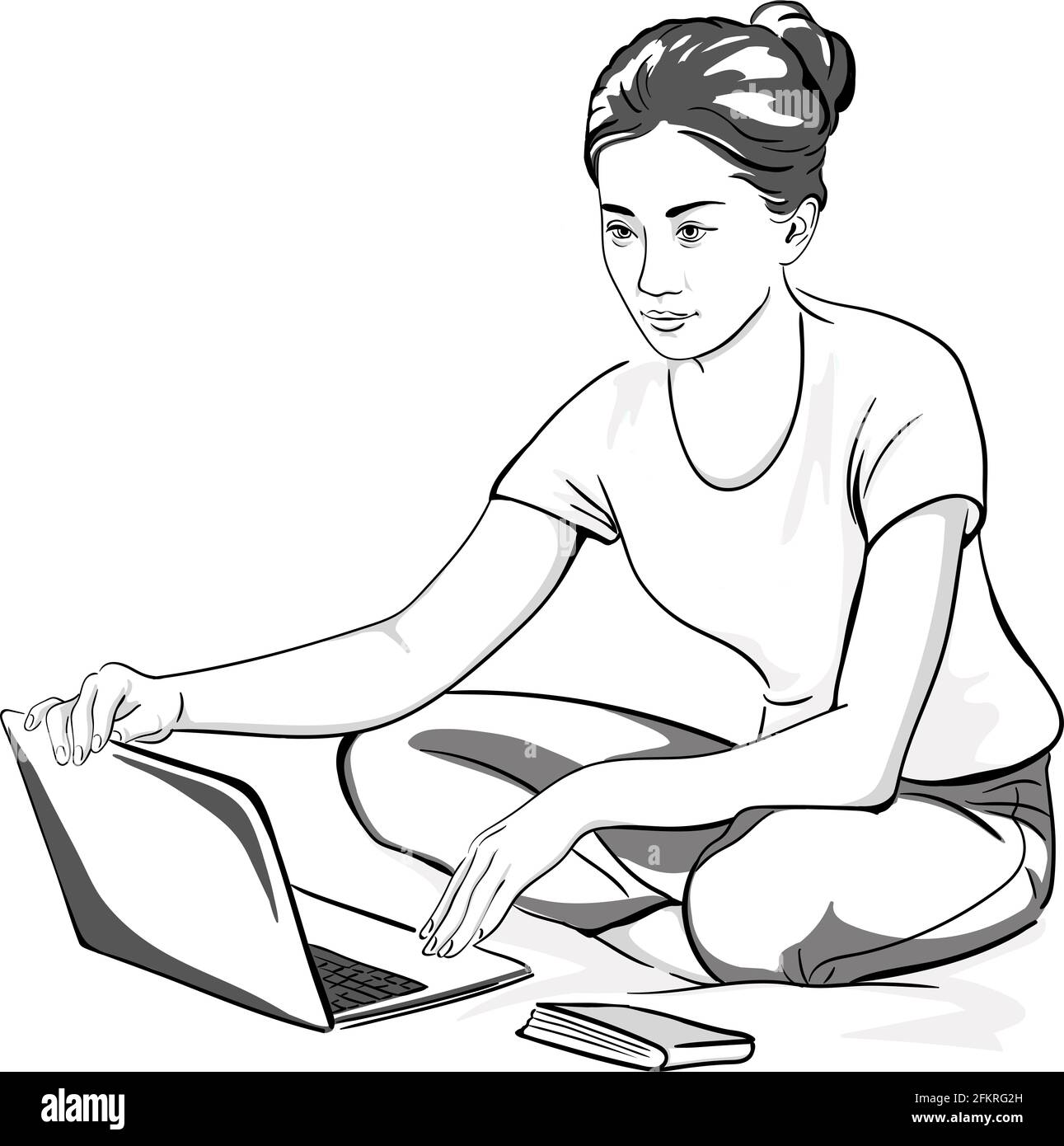 asian-girl-using-laptop-computer-home-isolated-black-stock-photo-alamy