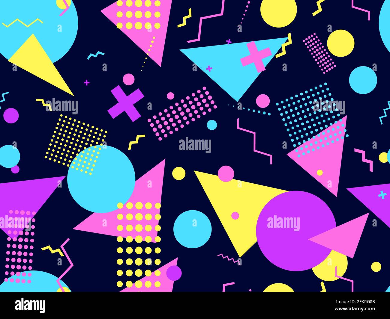 Memphis seamless pattern. Geometric elements memphis in the style of 80 ...