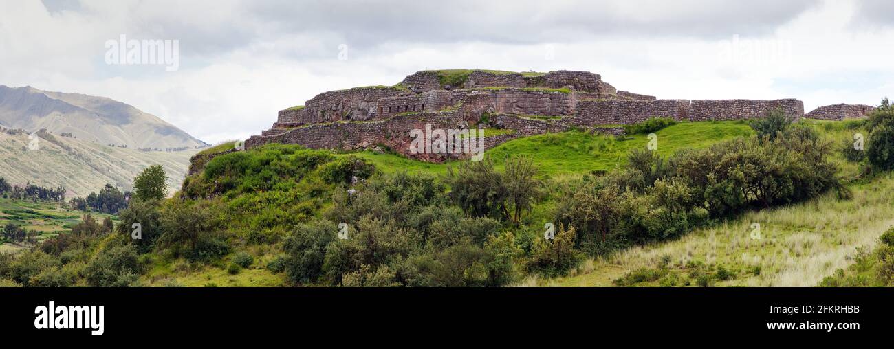 View of Puka Pukara or Puca Pucara, Inca ruins in Cusco or Cuzco town, Peru Stock Photo