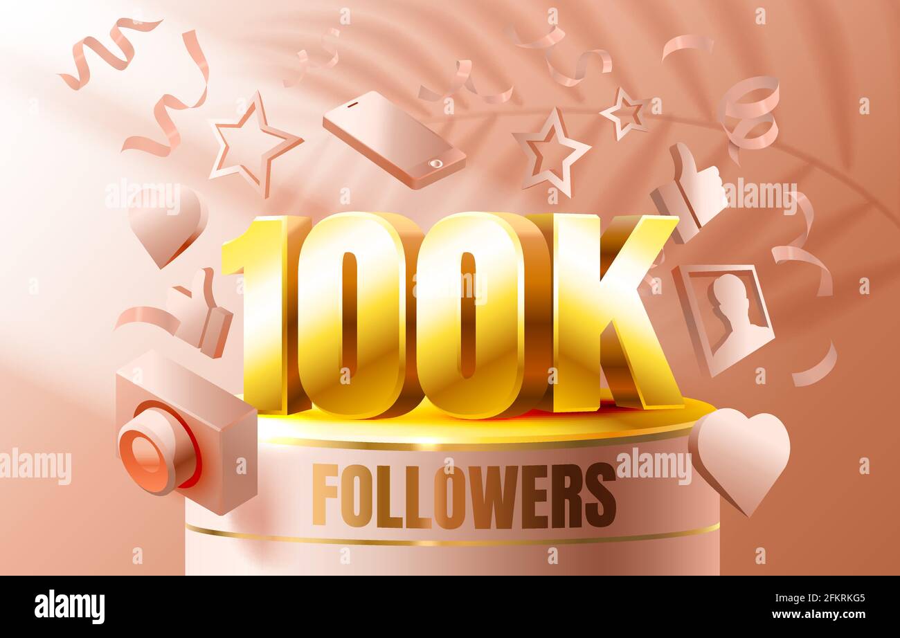 Thank You Followers Peoples 100k Online Social Group Happy Banner