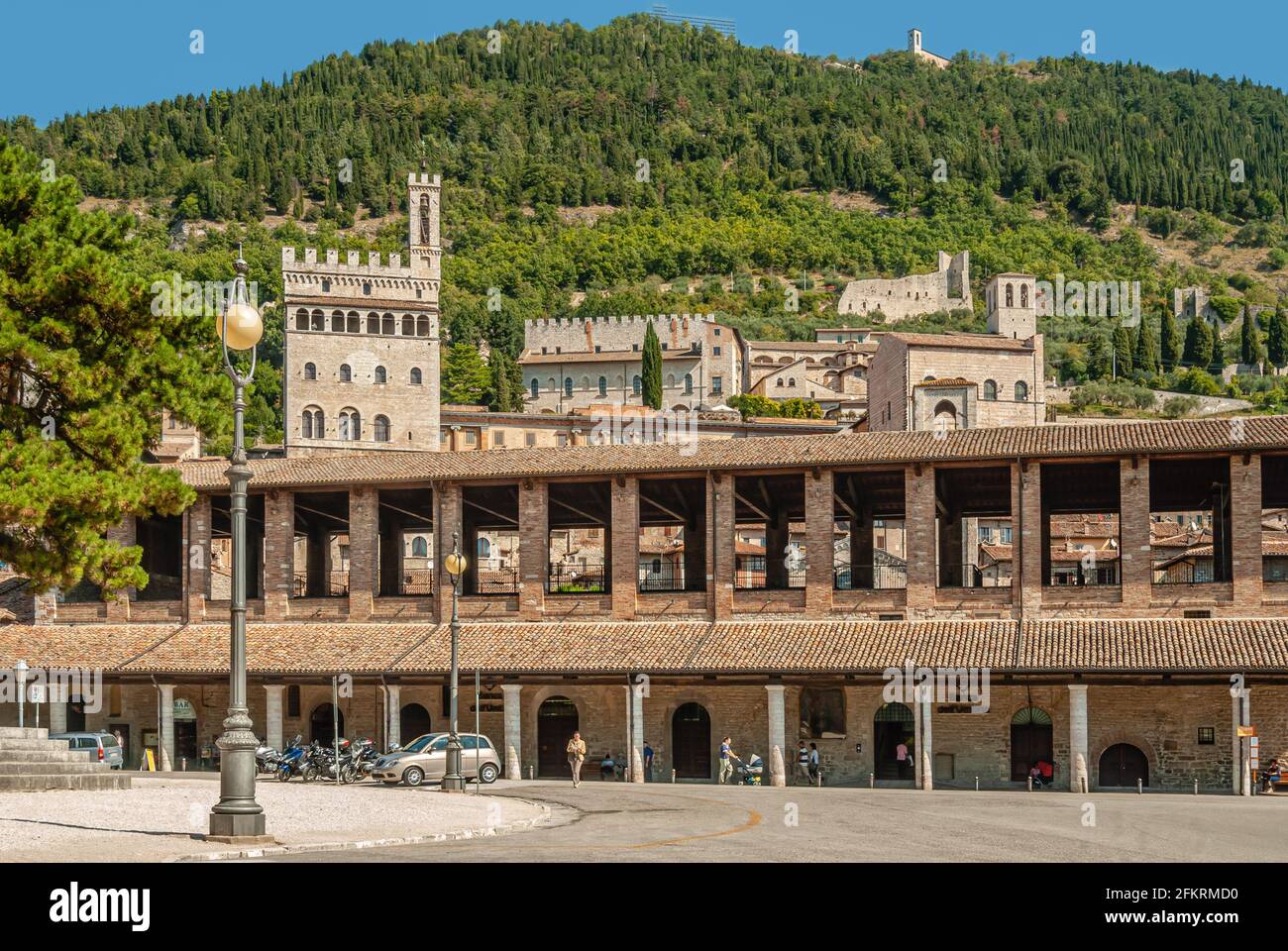 Loggia dei Tiratori in the old town of Gubbio, Umbria, Italy Stock Photo