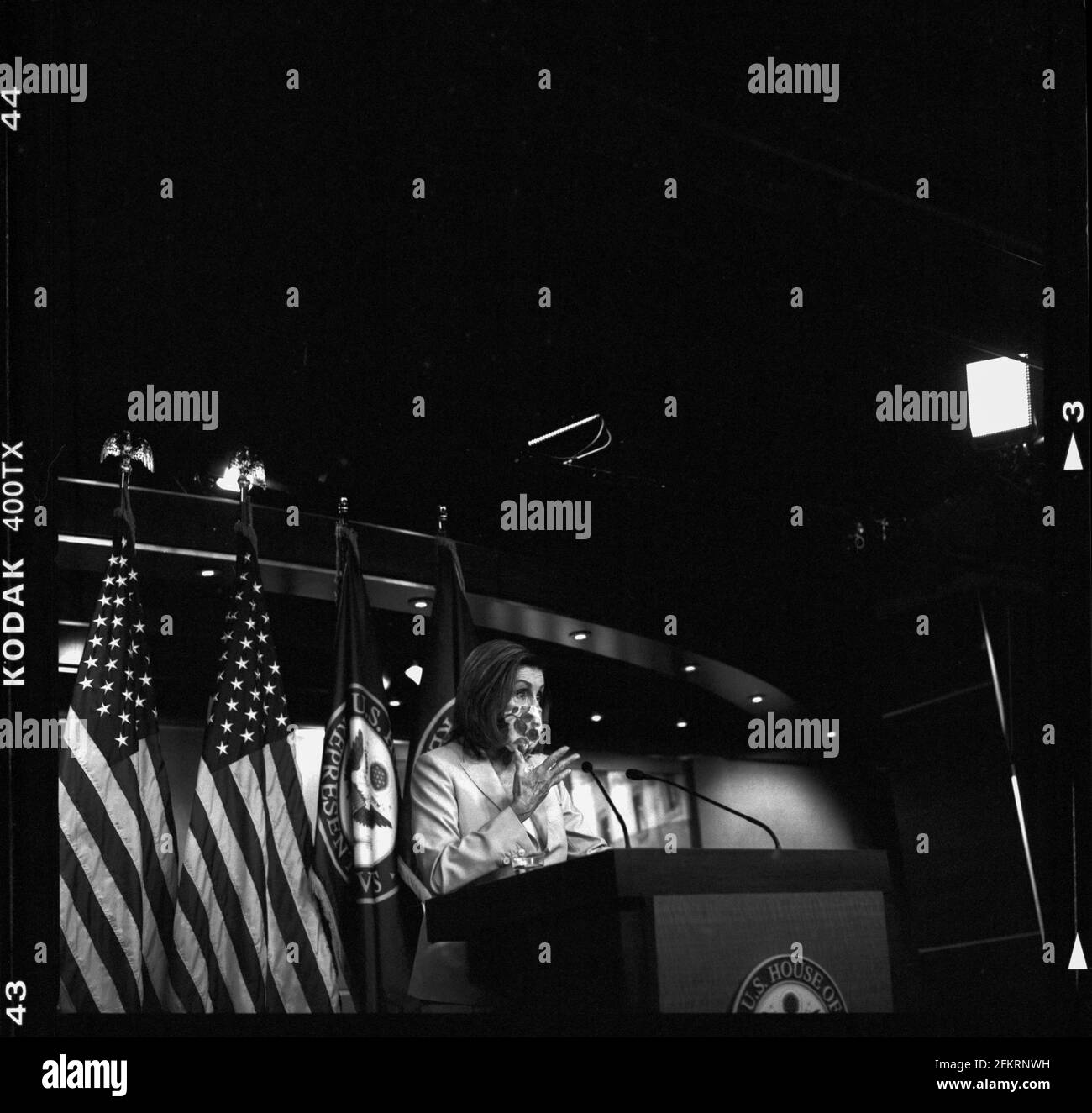 Speaker of the United States House of Representatives Nancy Pelosi (Democrat of California) offers remarks during her weekly press conference at the US Capitol in Washington, DC, Thursday, April, 29, 2021. Credit: Rod Lamkey/CNP | usage worldwide Stock Photo