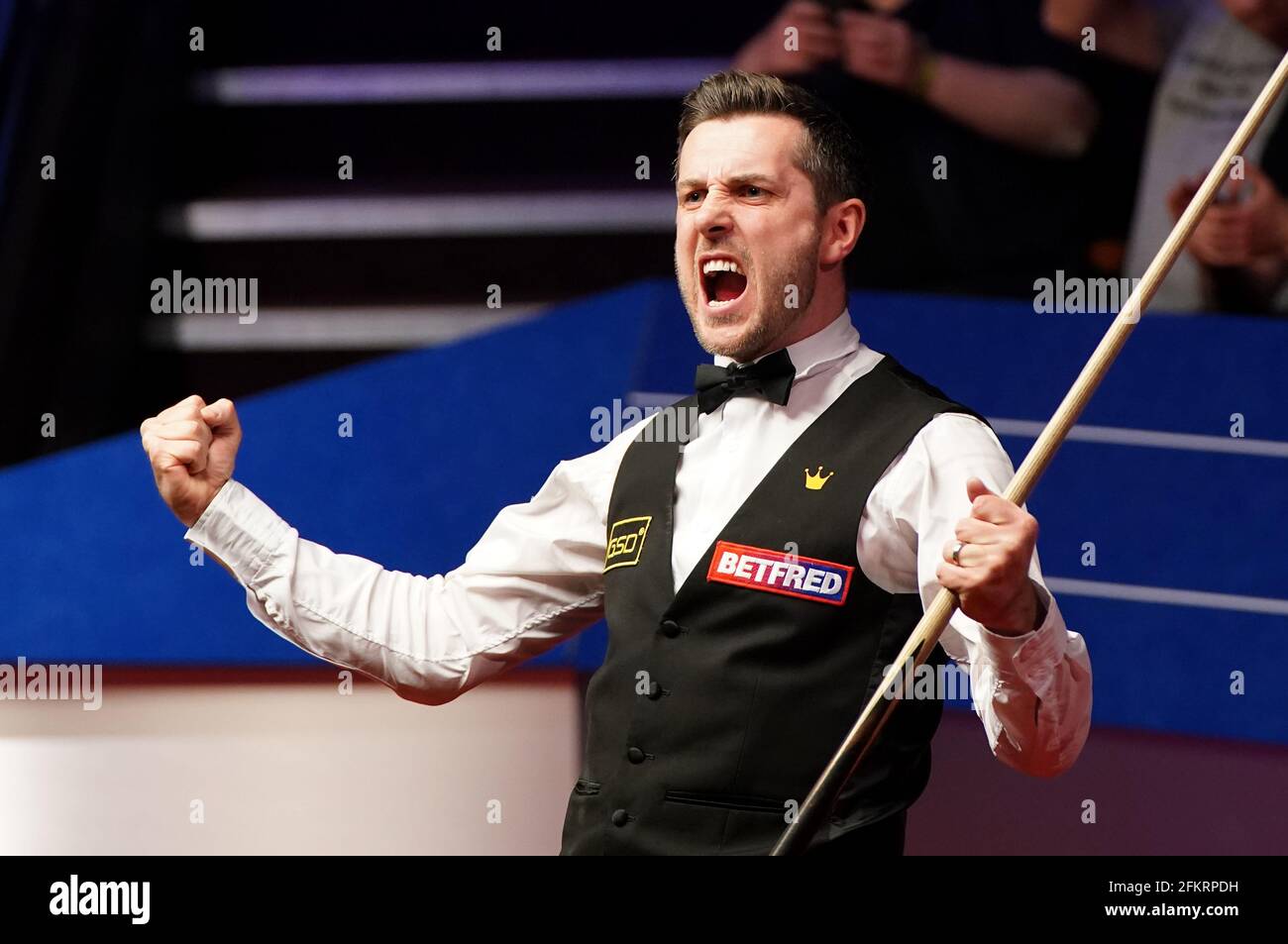 Englands Mark Selby celebrates after winning the the Betfred World Snooker Championships 2021 at The Crucible, Sheffield