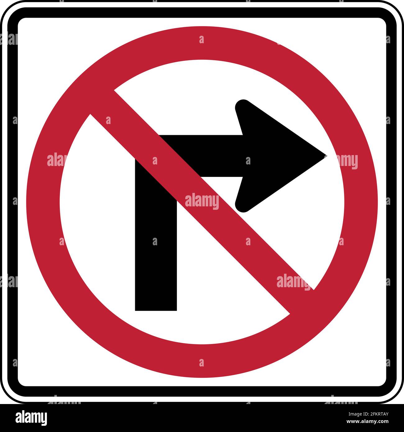 No Right Turn Official US Road Sign Illustration Stock Photo