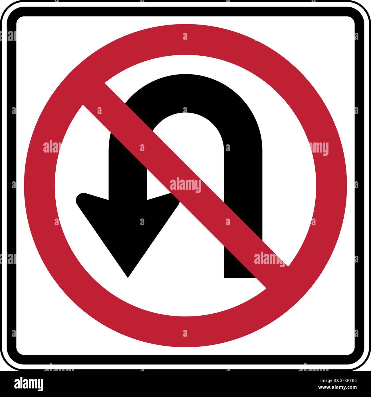 No U-turn Official US Road Sign Illustration Stock Photo