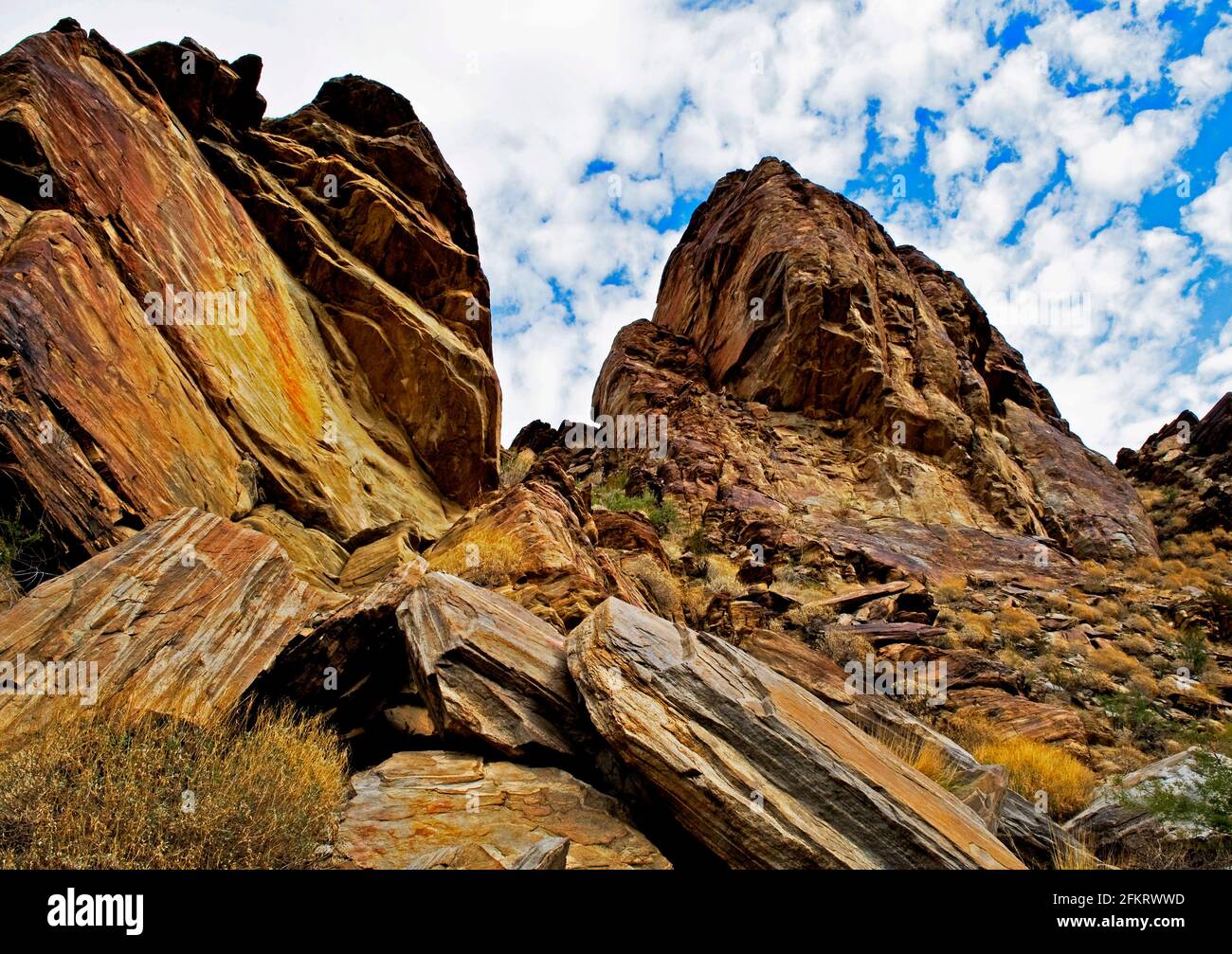 Rocky Gorges and Barren Desert Landscape, Indian Canyons, Palm Springs, California Stock Photo