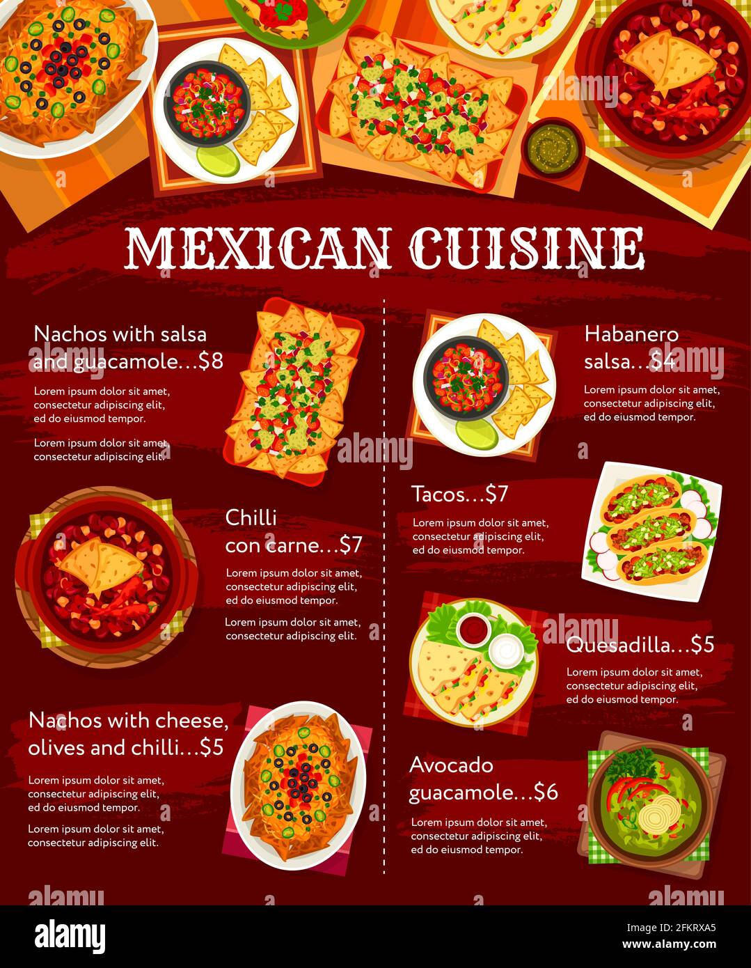 mexican food menu