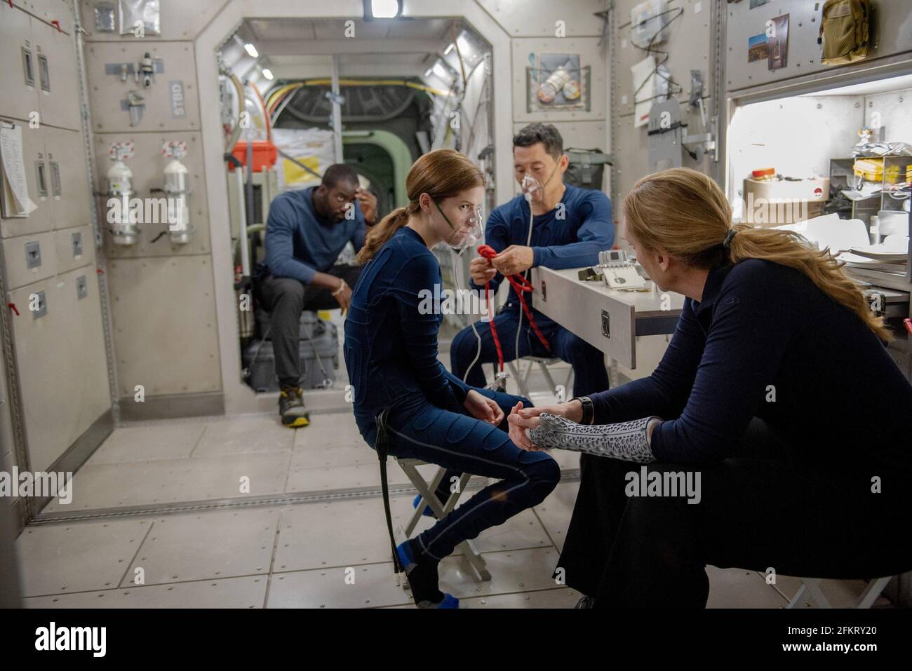 STOWAWAY, from left Shamier Anderson, Anna Kendrick, Daniel Dae Kim(02)