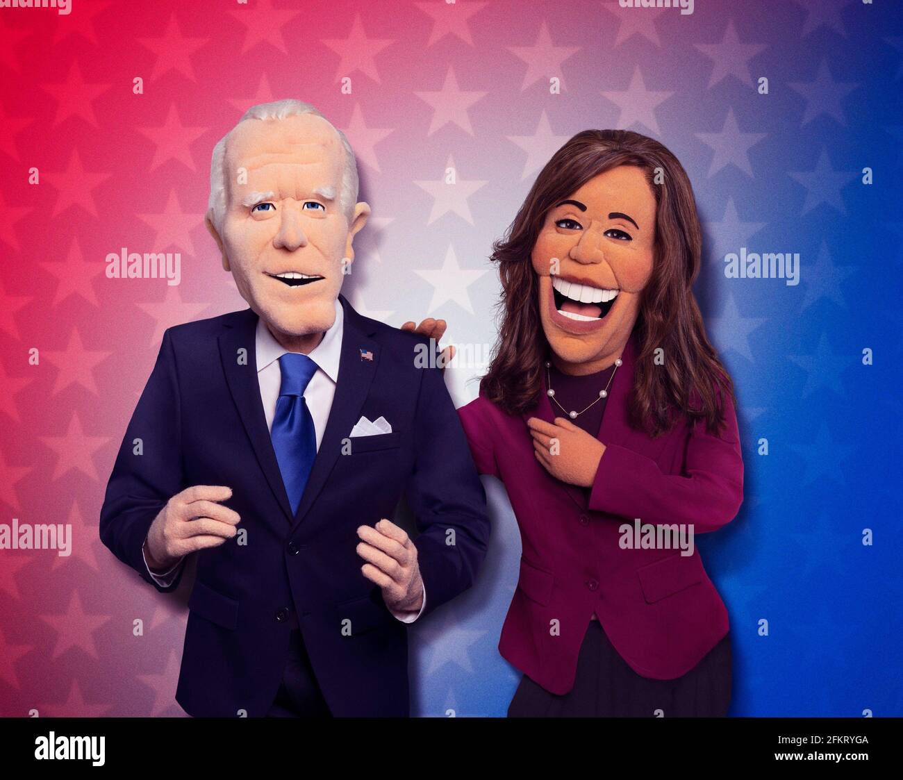 LET'S BE REAL, from left: President Joe Biden puppet (voice: Piotr  Michael), Vice-President Kamala Harris