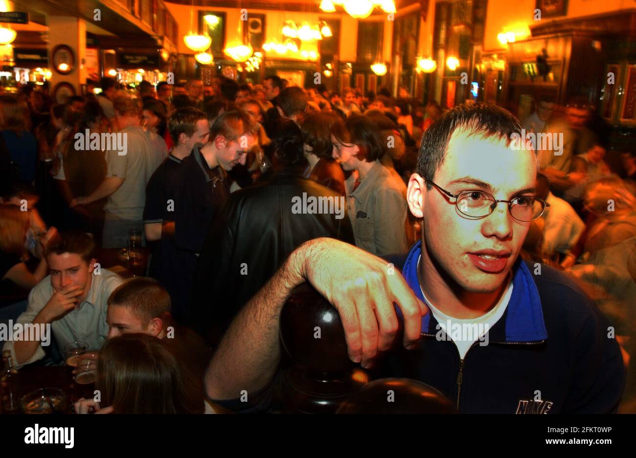 university student and christian,mike tresham  in a pub in the student area of birmingham.. 2/11/01 pilston Stock Photo
