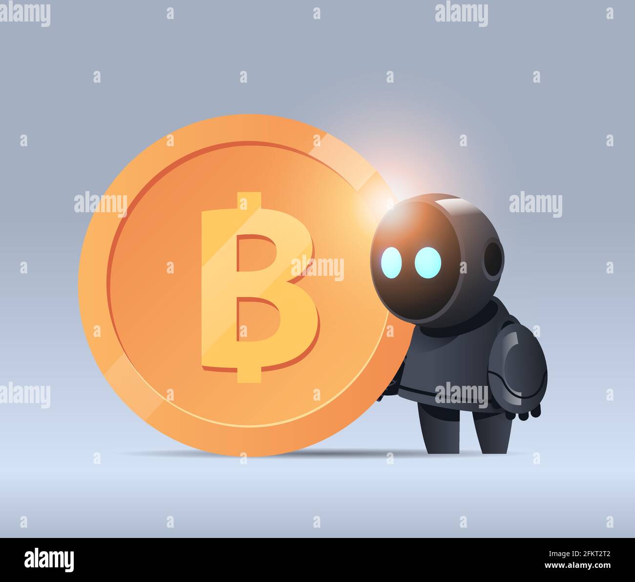 Robot Holding Bitcoin Crypto Currency Banner Digital Web Money Concept  Stock Vector Image & Art - Alamy