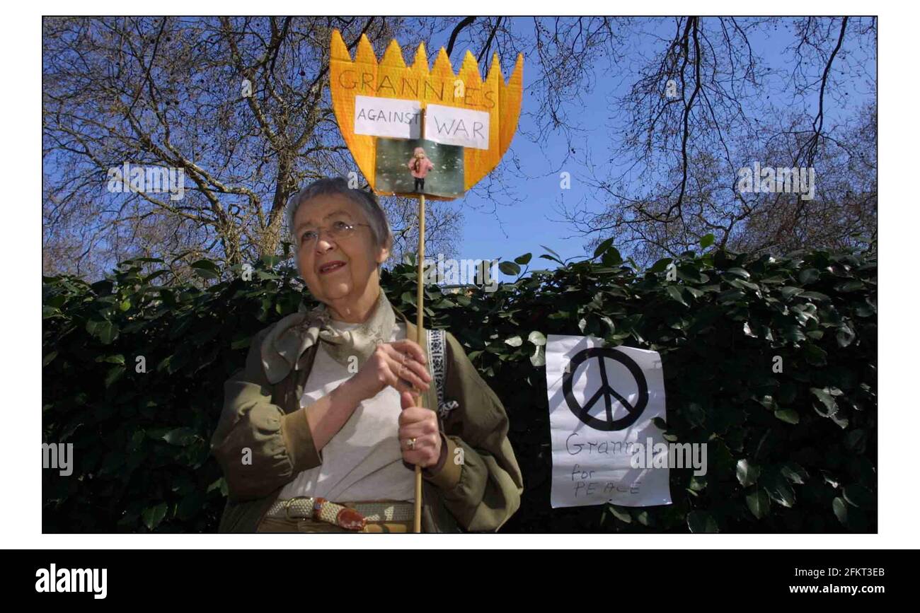 Grannies Against WAR demo outside the American Embasy in London.pic David Sandison 31/3/2003 Stock Photo