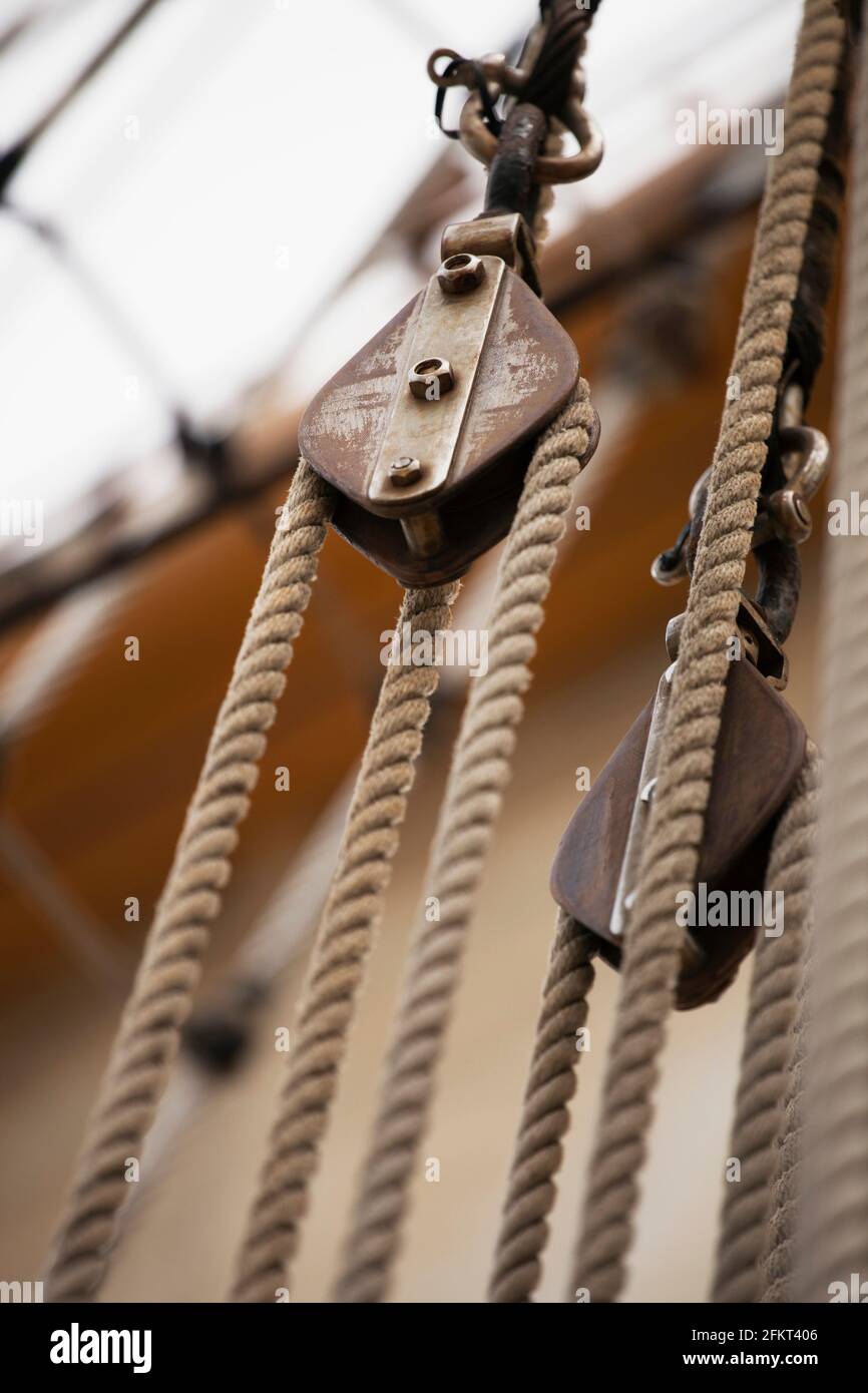 Close up of rigging on ship Stock Photo - Alamy