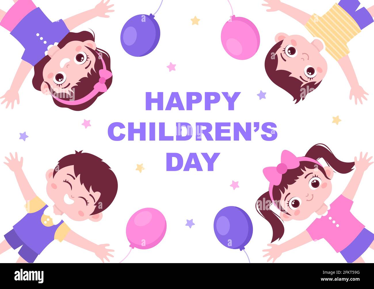 Happy Children's Day Celebration With Cartoon Character ...