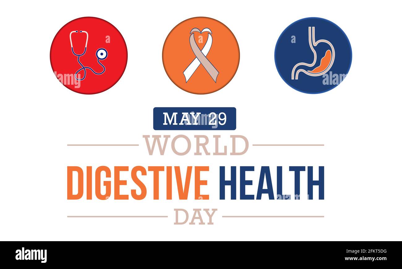 World Digestive Health Day is observed every year on 29th May. Diagnosis and treatment of gastritis, Stomach health Awareness Campaign Template. Stock Vector