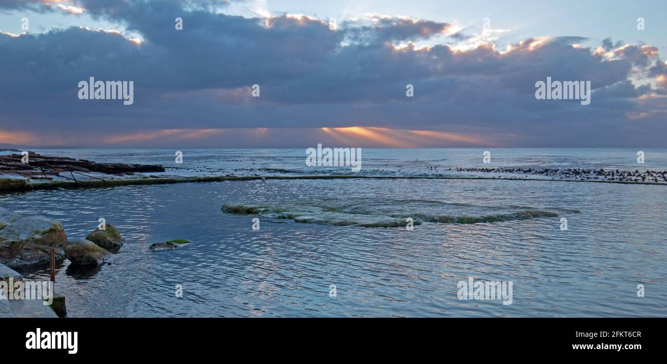 Sunrise over Dale Brook Tide Pool  in Cape Town South Africa SA Stock Photo