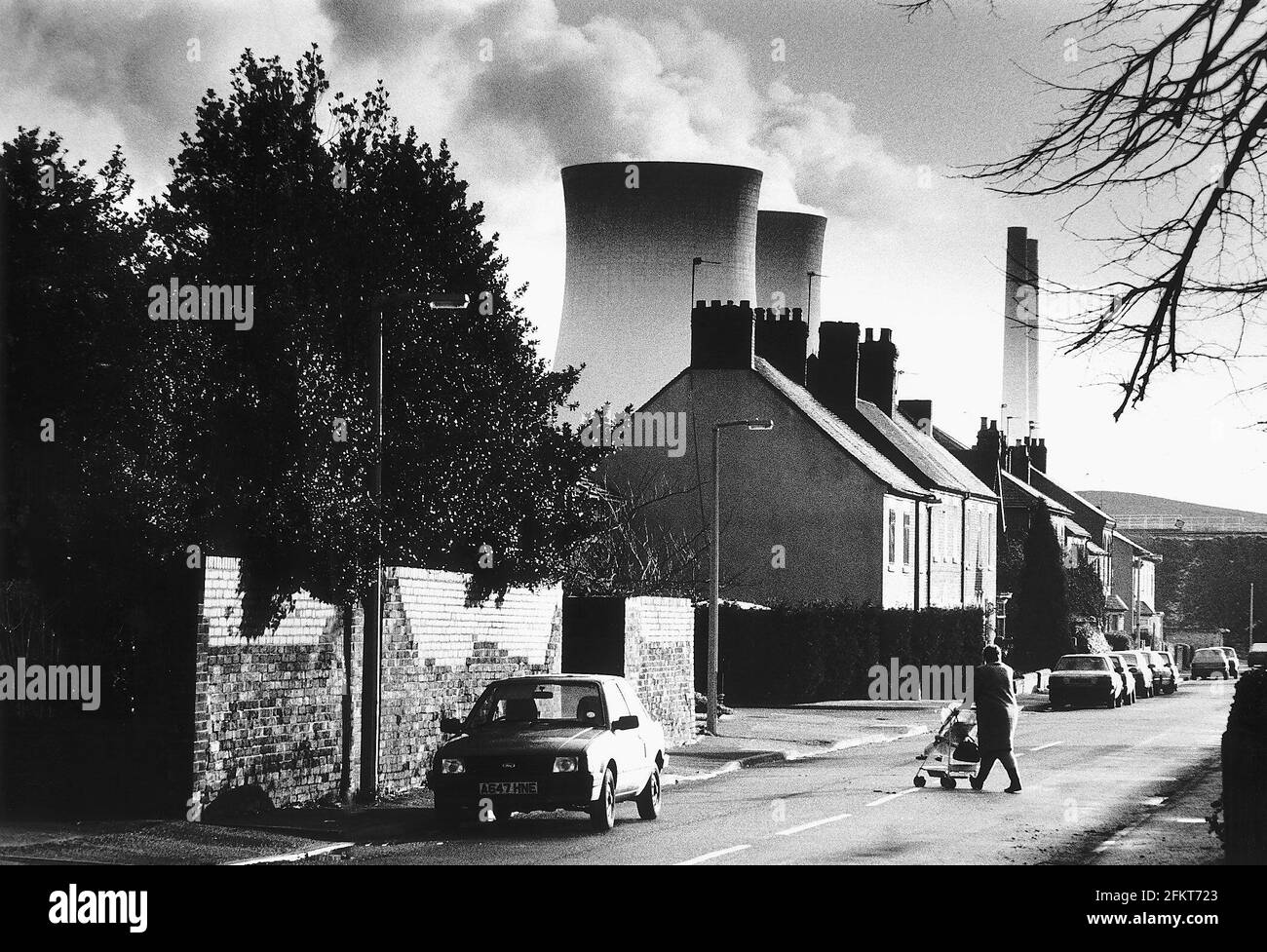 Rugeley in Mid Staffordshire January 1990The Cooling towers of the power station dominate the local landscape Stock Photo