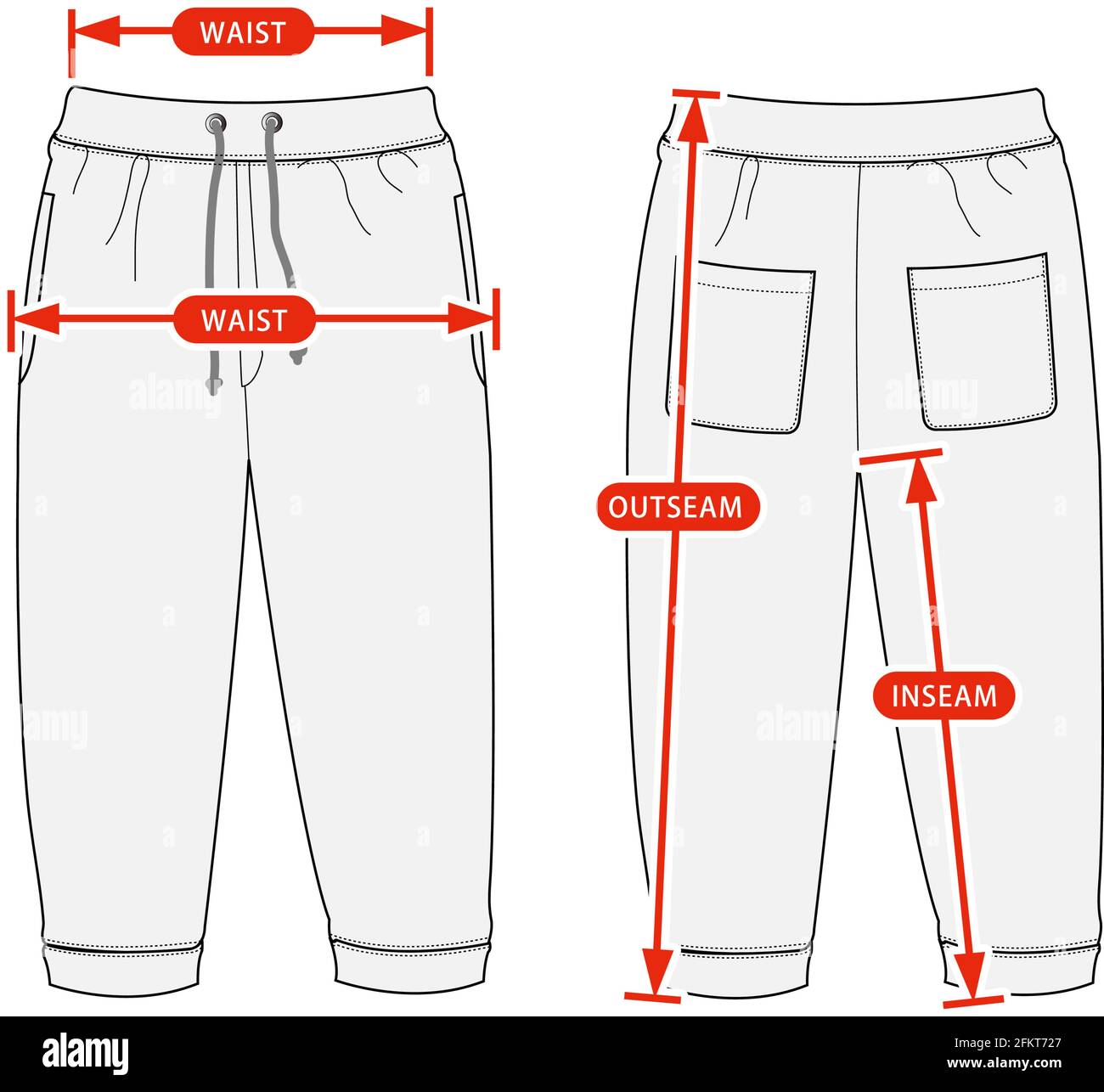 Clothing size chart vector illustration (Sweat pants Stock Vector