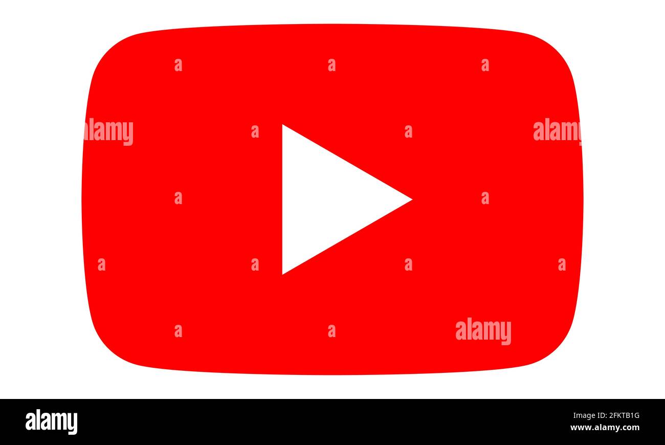 VINNYTSIA, UKRAINE - May 3, 2021: Youtube new logo. Popular video hosting isolated on white background Stock Vector