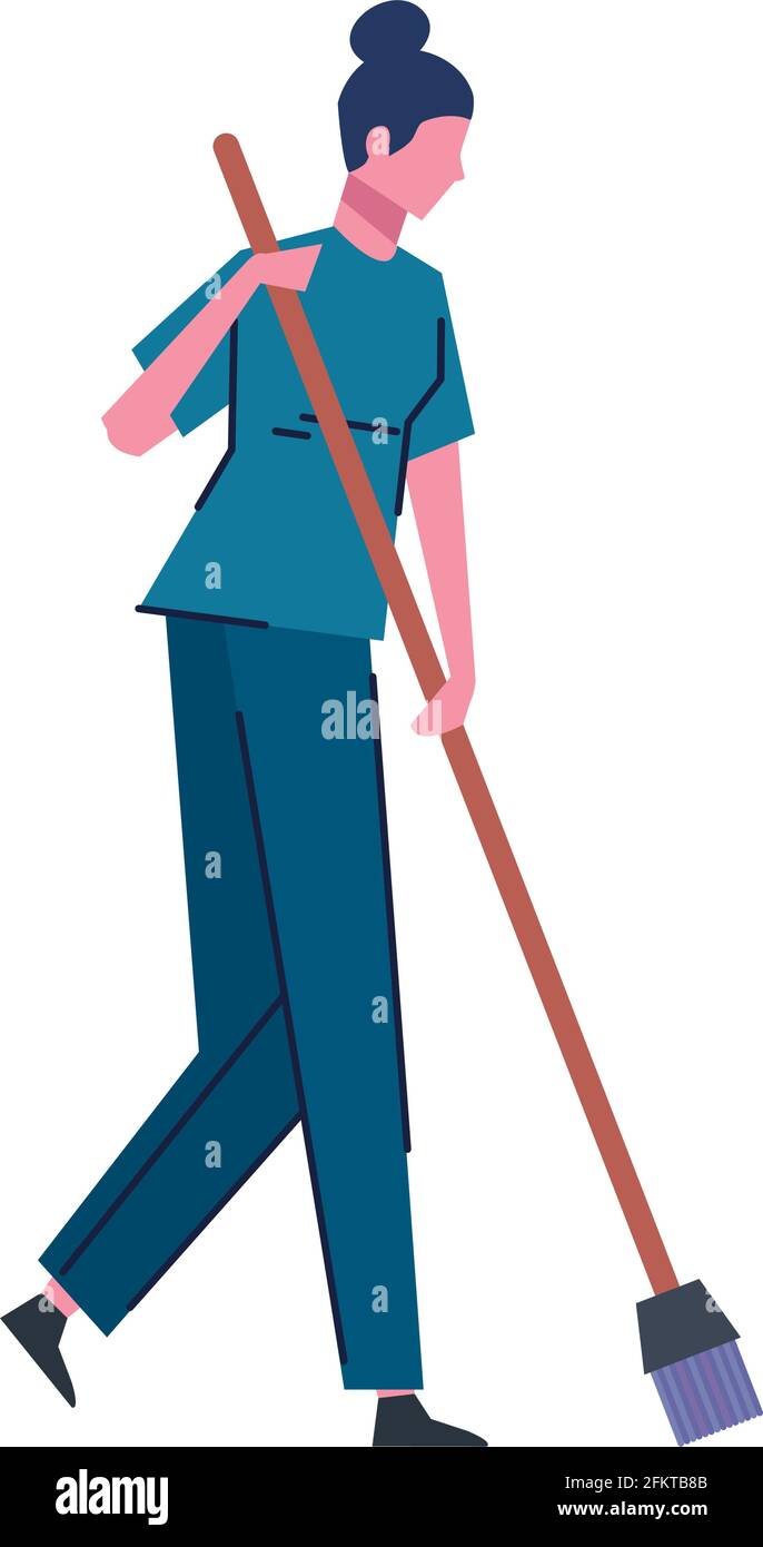 cleaning lady sweeping Stock Vector Image & Art Alamy