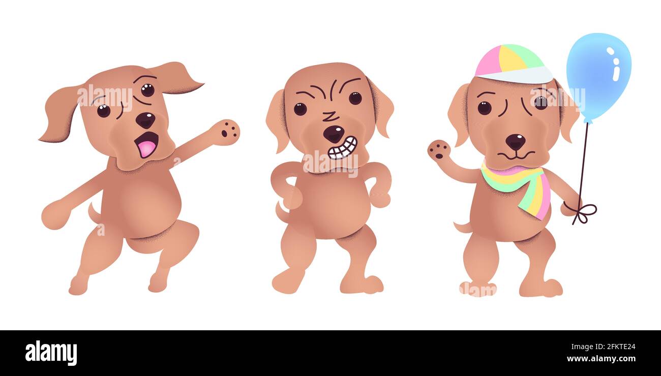 Set of Cute Labrador dog waving paw. LGBT symbol in Rainbow colored scarf  and cap holding blue balloon. Puppy cartoon characters isolated. Flat Art  Ve Stock Vector Image & Art - Alamy