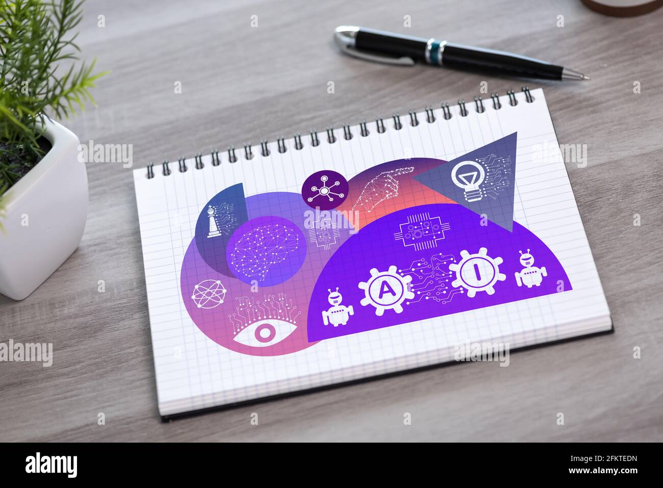 Ai concept drawn on a notepad Stock Photo
