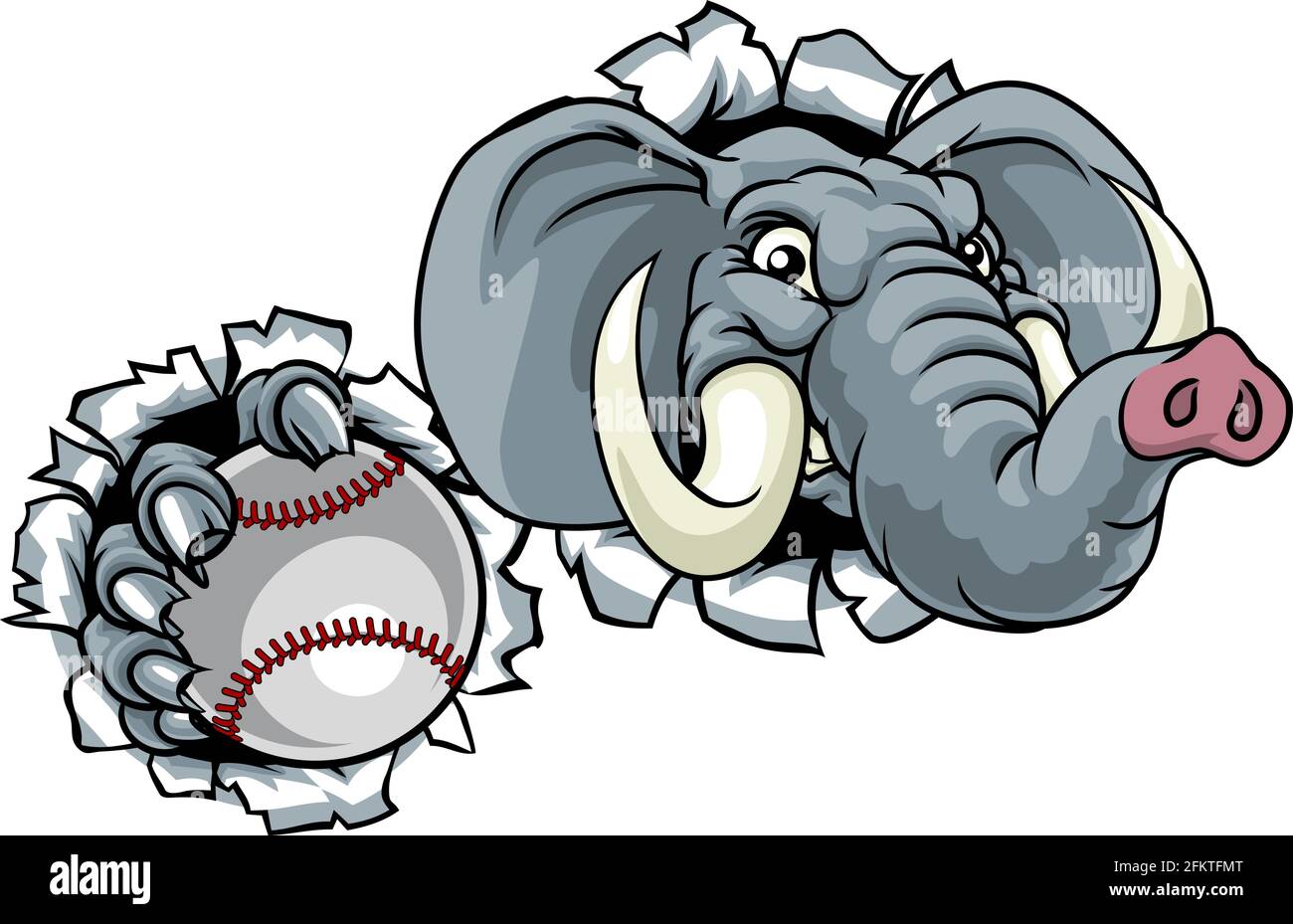 Elephant Baseball Ball Sports Animal Mascot Stock Vector Image & Art