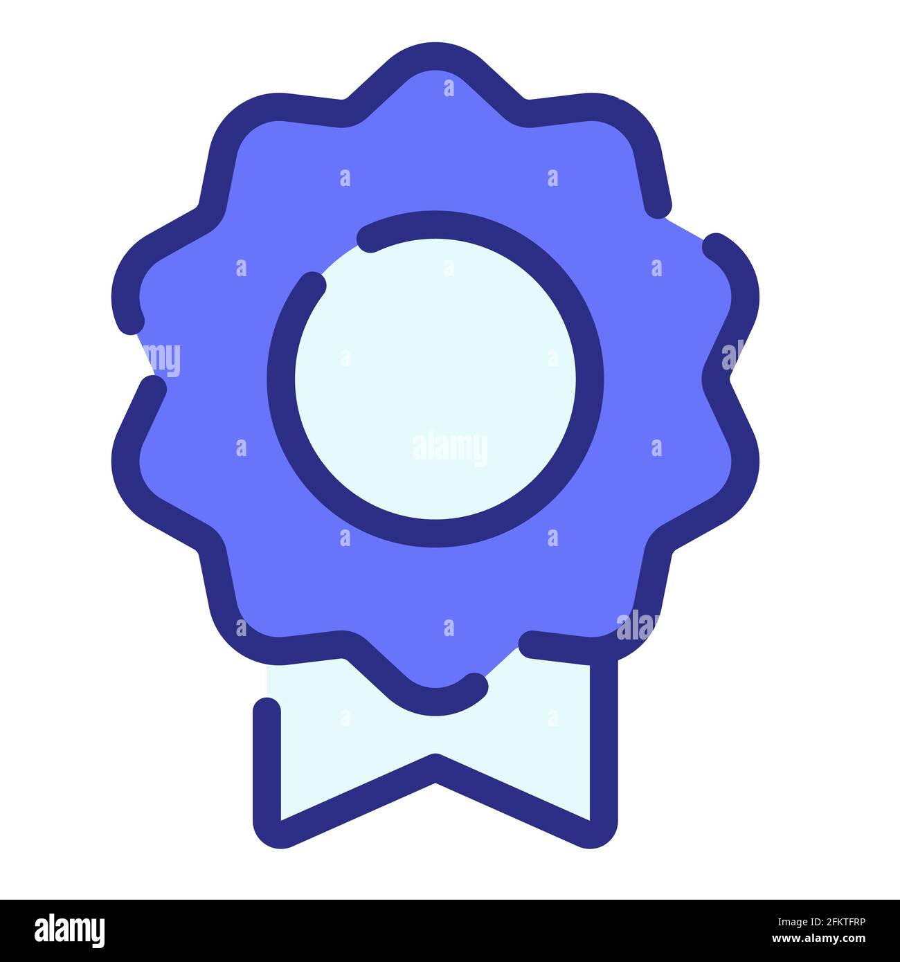 badge ribbon label award single isolated icon with dash or dashed line ...
