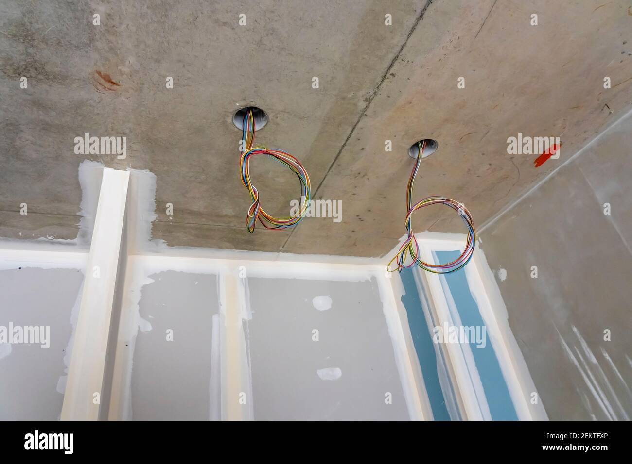 Interior of a new apartment under construction without finishing in ... - Penthouse Apartment Outdoor Electrical Connection Fees
