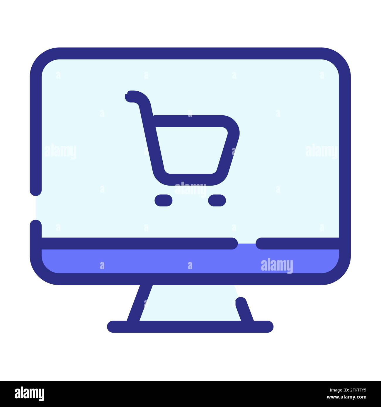 desktop cart shop online single isolated icon with dash or dashed line ...