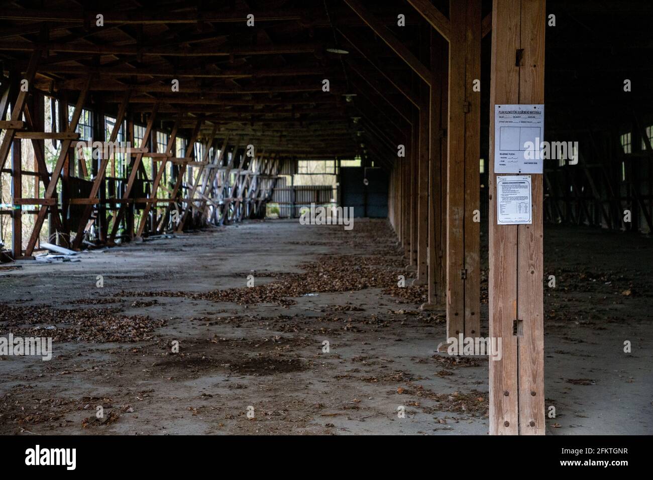 Debris in ammunition store in Vrbetice, Czech Republic, May 3, 2021. Russian secret service officers had been involved in the devastating explosion of Stock Photo