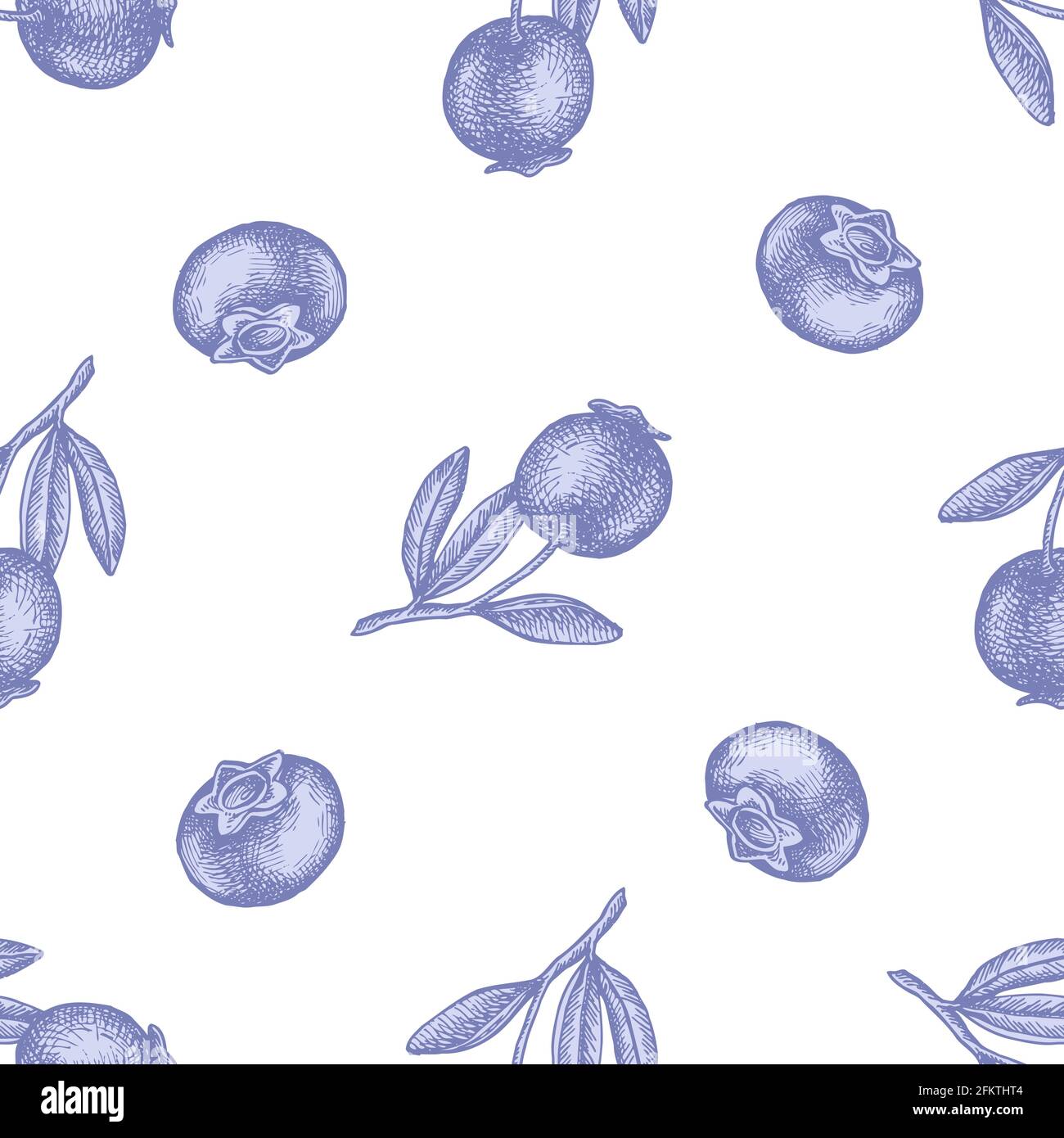 Seamless pattern with hand drawn pastel blueberry Stock Vector